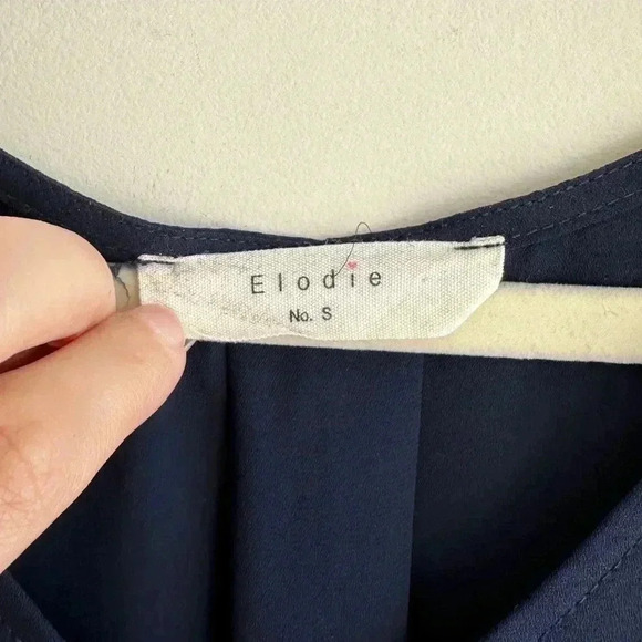 Elodie Navy Blue Swing Tank Top, Sheer Flowy Blouse, Size Small - Picture 9 of 16